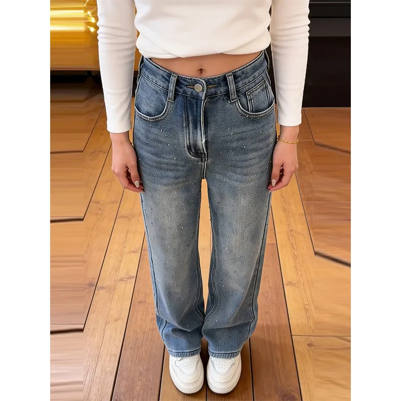 Slow Blue iny Diamond Wide Leg Jeans Women's Winter New High Waist Retro Slimming Small Size Fce Straight Leg Pants
Slow Blue iny Diamond Wide Leg Jeans Women's Winter New High Waist Retro Slimming Small Size Fce Straight Leg Pants