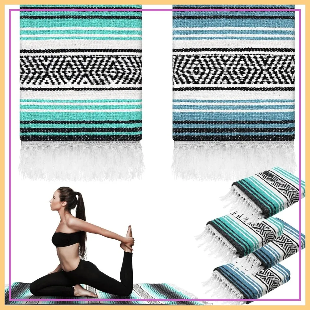4 Pack Large Mexican Blanket 45x70 Inch Thick Woven Throw for Yoga Picnic Beach Camping Travel
4 Pack Large Mexican Blanket 45x70 Inch Thick Woven Throw for Yoga Picnic Beach Camping Travel