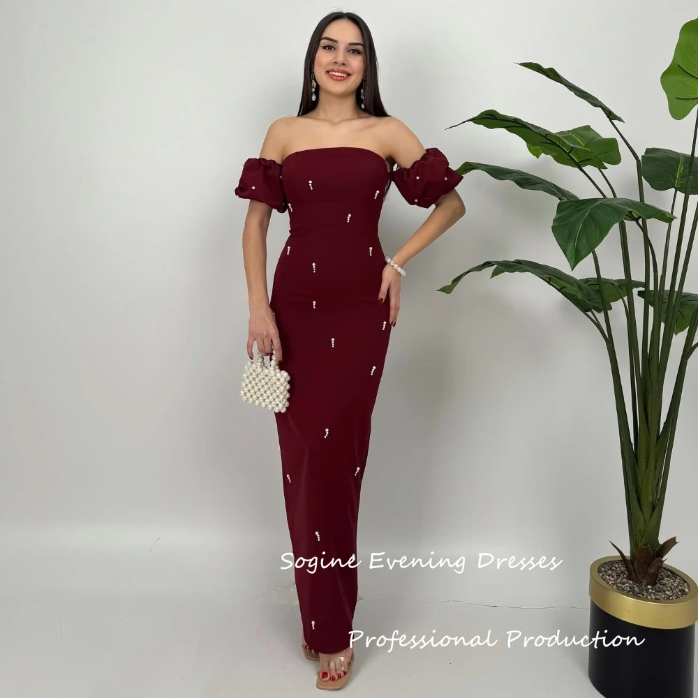 Crepe Burgundy فساتين سهرة Strapless Puff Sleeve Платье Вечернее Pearls-Embellished Платье На Выпускной Straight Evening Dress
Crepe Burgundy فساتين سهرة Strapless Puff Sleeve Платье Вечернее Pearls-Embellished Платье На Выпускной Straight Evening Dress
