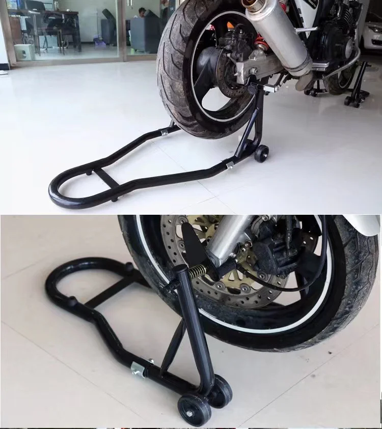 Motorcycle front and rear wheel brackets, parking racks and balance brackets
Motorcycle front and rear wheel brackets, parking racks and balance brackets