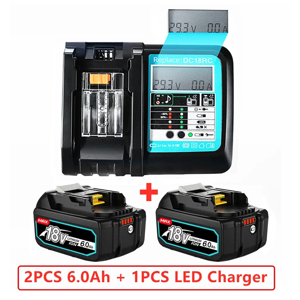 NEW With LCD Charger Rechargeable Battery 18 V 6000mAh Lithium ion for Makita 18v Battery 6Ah BL1815 BL1850 BL1830 BL1860 LXT400
NEW With LCD Charger Rechargeable Battery 18 V 6000mAh Lithium ion for Makita 18v Battery 6Ah BL1815 BL1850 BL1830 BL1860 LXT400