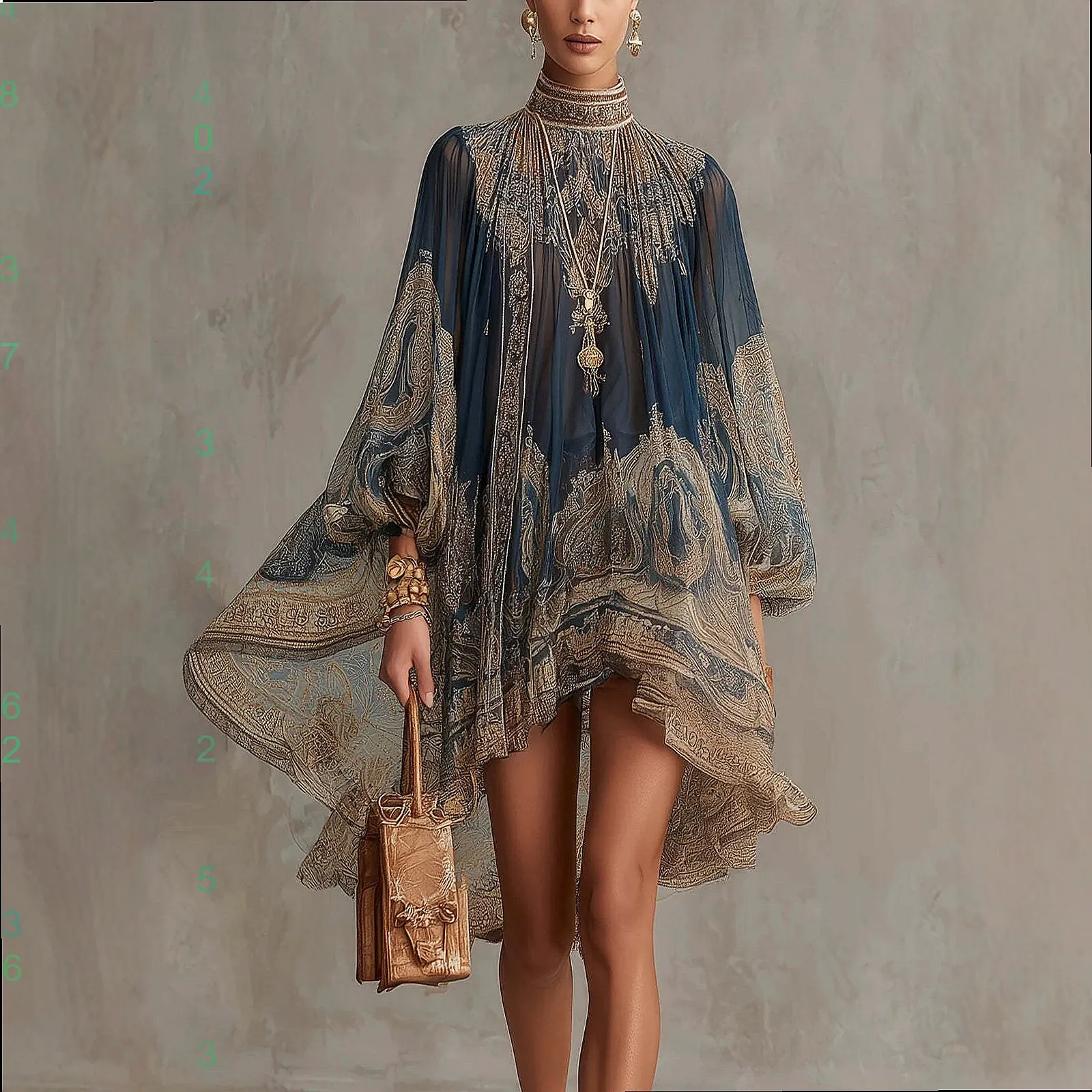 New High Neck Printed Chiffon Dress Loose Long Sleeve Maxi Dresses Spring Summer Vacation Floral
New High Neck Printed Chiffon Dress Loose Long Sleeve Maxi Dresses Spring Summer Vacation Floral