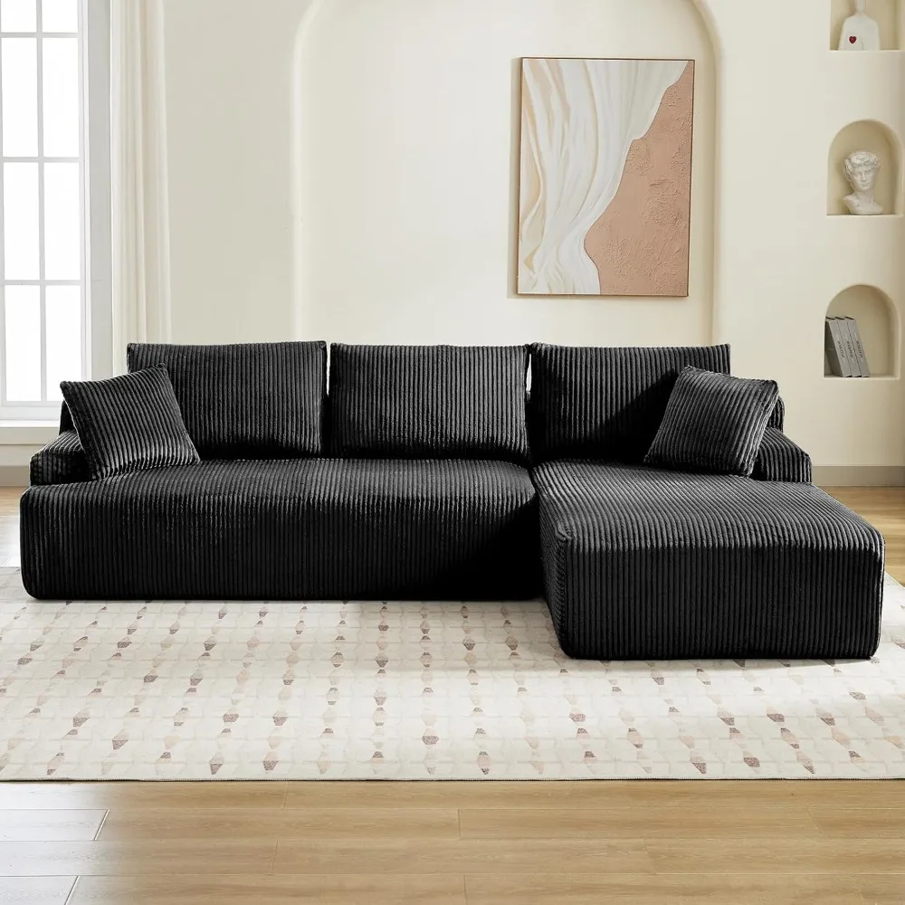 106” Modular Sectional Sofa, Cloud Sectional Couch with L-Shape Chaise/Deep Seat/Armrest/Plush Corduroy Fabric, No Assembly Requ
106” Modular Sectional Sofa, Cloud Sectional Couch with L-Shape Chaise/Deep Seat/Armrest/Plush Corduroy Fabric, No Assembly Requ