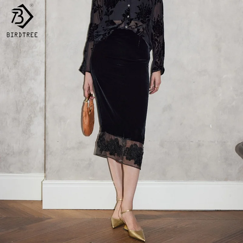 Birdtree, базовая ткань, 100% шелковая бархатная юбка, женские кружевные юбки с эластичной резинкой на талии и вышивкой, осенняя черная юбка 2025 D5D826JF
Birdtree, базовая ткань, 100% шелковая бархатная юбка, женские кружевные юбки с эластичной резинкой на талии и вышивкой, осенняя черная юбка 2025 D5D826JF