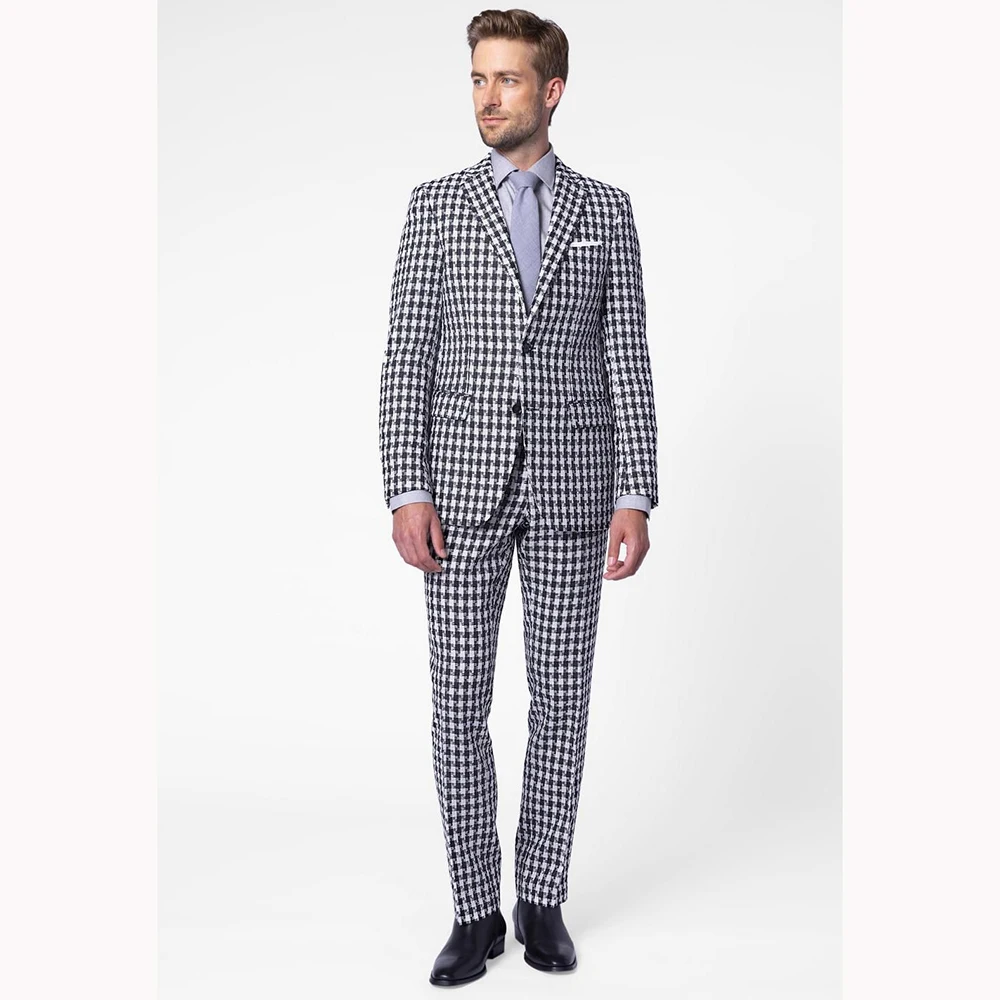 Customized Men's Heavyweight Black & White Houndstooth Blazer Single-breasted Peaked Lapel Two Pieces(Jacket+Pants) Casual Set
Customized Men's Heavyweight Black & White Houndstooth Blazer Single-breasted Peaked Lapel Two Pieces(Jacket+Pants) Casual Set