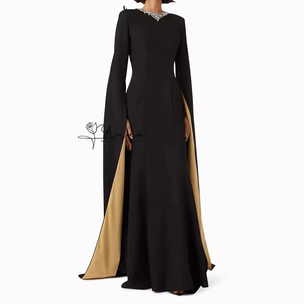 Customized A-line Evening Dresses Floor-length O-neck Full Sleeve Prom Dresses Fashion Crystal Simple Draped Customized Gowns
Customized A-line Evening Dresses Floor-length O-neck Full Sleeve Prom Dresses Fashion Crystal Simple Draped Customized Gowns