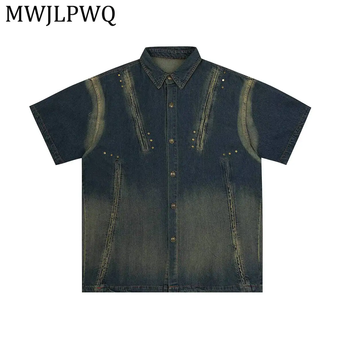 MWJLPWQ Men's 2026 American Retro Trendy Denim Shirt Washed-Out Distressed Rivet Design Short-Sleeved Casual Tops Summer 16822
MWJLPWQ Men's 2026 American Retro Trendy Denim Shirt Washed-Out Distressed Rivet Design Short-Sleeved Casual Tops Summer 16822