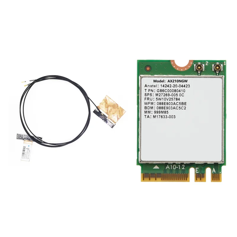 ATP-AX210NGW WiFi Card+Antenna WIFI 6E Bluetooth 5.2 2.4Ghz 5Ghz 3000Mbps M.2 Wireless Adapter 802.11Ax Network Card
ATP-AX210NGW WiFi Card+Antenna WIFI 6E Bluetooth 5.2 2.4Ghz 5Ghz 3000Mbps M.2 Wireless Adapter 802.11Ax Network Card