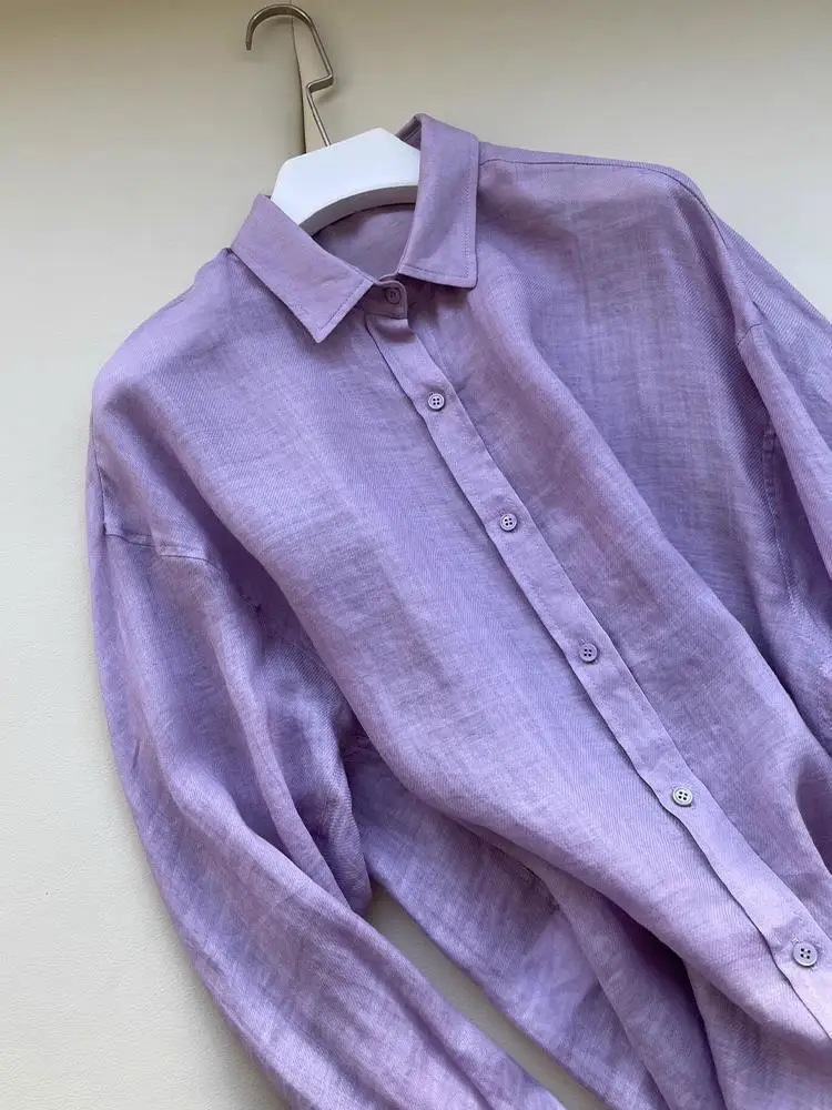 plus Size Women's Casual Linen Shirt Loose Sun Protection Summer Purple A-Line Blouse Korean Style Commute Wind Button Detail
plus Size Women's Casual Linen Shirt Loose Sun Protection Summer Purple A-Line Blouse Korean Style Commute Wind Button Detail