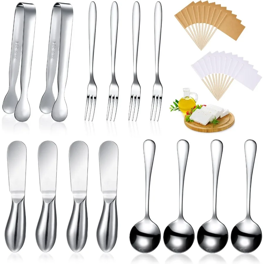 14 Pieces Charcuterie Board Accessories Set with Stainless Steel Cheese Spreader Knives Mini Serving Tongs Spoons and Forks for
14 Pieces Charcuterie Board Accessories Set with Stainless Steel Cheese Spreader Knives Mini Serving Tongs Spoons and Forks for