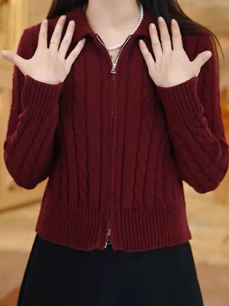 Ele Double Zipper Knit Cardigan Sweater Pure Color Turn-down Collar Open-front Sle Autumn Winter New Arrival Women's Fa...
Ele Double Zipper Knit Cardigan Sweater Pure Color Turn-down Collar Open-front Sle Autumn Winter New Arrival Women's Fa...