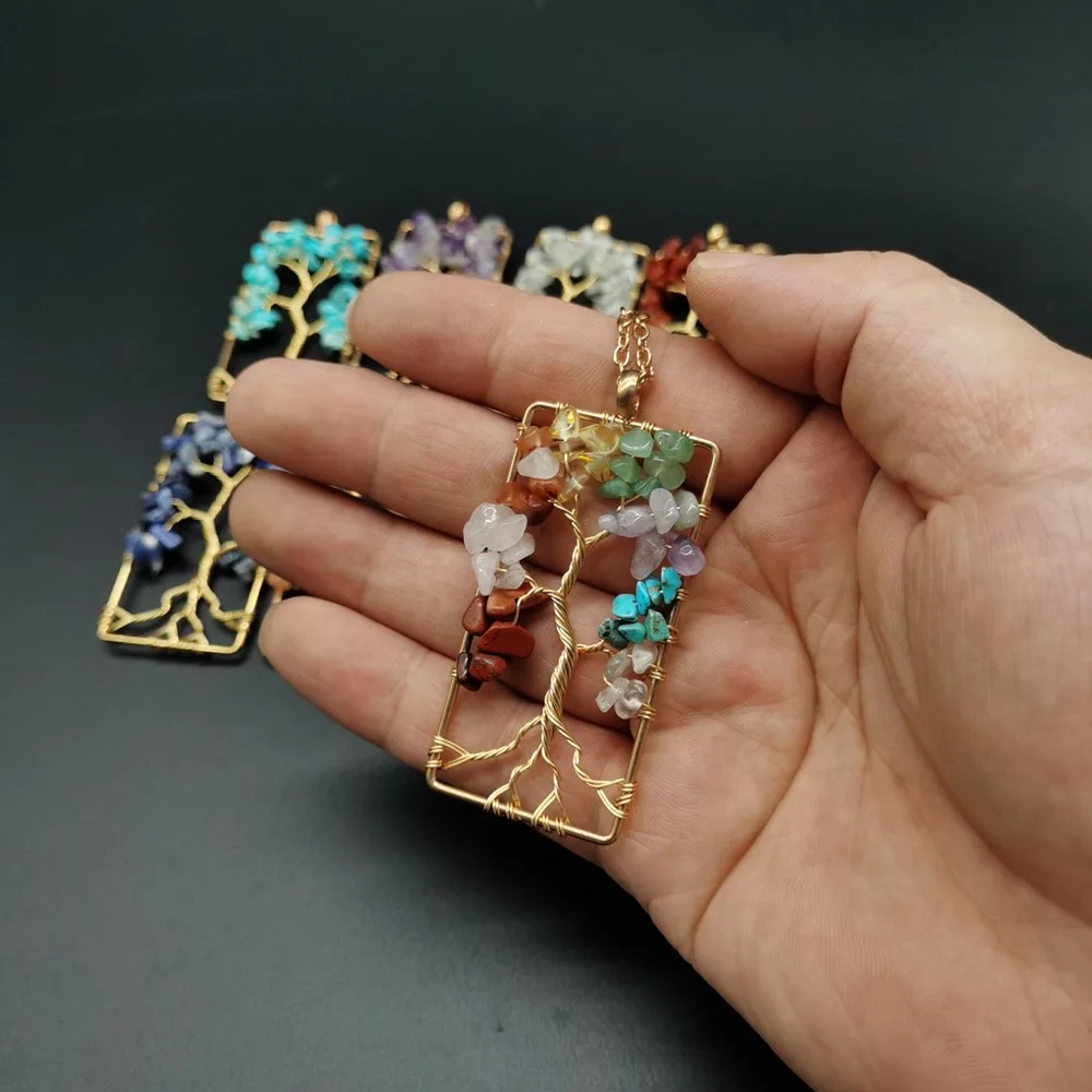 Reiki Healing Natural Gravel Pendant Necklace Handmade Square Colorful Tree Of Life Fortune Tree Quartz Crystal Choker Gold
Reiki Healing Natural Gravel Pendant Necklace Handmade Square Colorful Tree Of Life Fortune Tree Quartz Crystal Choker Gold