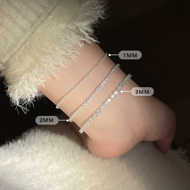 New 925 Sterling Silver Bracelet Simple Shiny Zircon Bracelet Temperament Personality Women Accessories Birthday Party Gift
New 925 Sterling Silver Bracelet Simple Shiny Zircon Bracelet Temperament Personality Women Accessories Birthday Party Gift