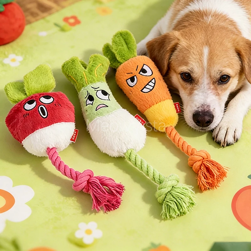 Funny Vegetable Plush Dog Toys Durable Squeaky Pet Chew Toy Rope Knot Interactive Tug Toy for Small Medium Dogs Teeth Cleaning
Funny Vegetable Plush Dog Toys Durable Squeaky Pet Chew Toy Rope Knot Interactive Tug Toy for Small Medium Dogs Teeth Cleaning