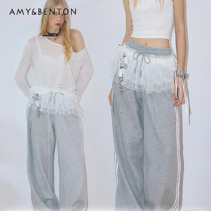 Original Design Gray High Waist Slimming Loose Women's Straight Trousers Autumn Winter New Striped Splicing Wide Leg Pants Girl
Original Design Gray High Waist Slimming Loose Women's Straight Trousers Autumn Winter New Striped Splicing Wide Leg Pants Girl