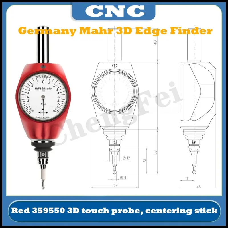 CNC German HOFFMAN 3D Edge Finder Pointer Mahr 359550 Red 3D Contact Probe Three-Dimensional Centering MarTest 802 NW
CNC German HOFFMAN 3D Edge Finder Pointer Mahr 359550 Red 3D Contact Probe Three-Dimensional Centering MarTest 802 NW