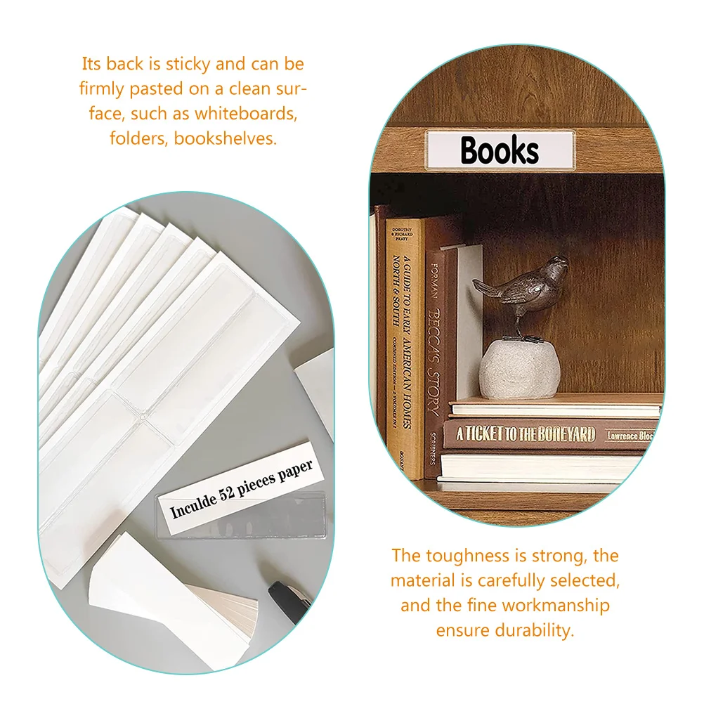 50pcs Folder Label Stickers Adhesive PVC File Tag Holders Clear Pocket Mounting Clips Business Card Organizer Sticky Document
50pcs Folder Label Stickers Adhesive PVC File Tag Holders Clear Pocket Mounting Clips Business Card Organizer Sticky Document