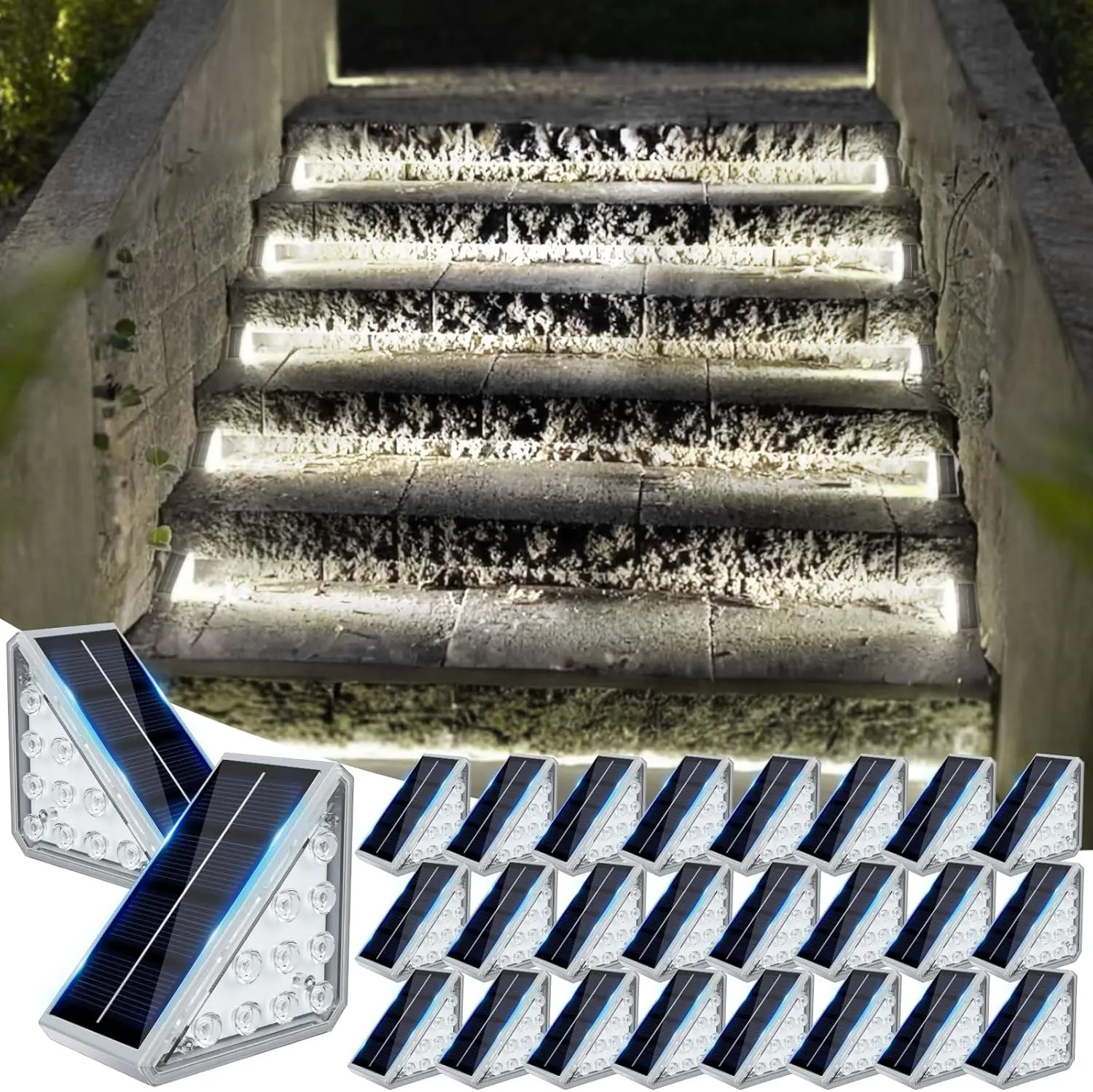 Solar Step Lights Outdoor 24-Pack, Waterproof IP67, Solar-Powered Stair Lights for Patio, Deck, Front Steps
Solar Step Lights Outdoor 24-Pack, Waterproof IP67, Solar-Powered Stair Lights for Patio, Deck, Front Steps