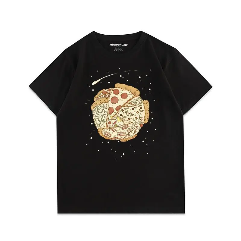 American High Street Retro Pizza Print Loose and Comfortable Pure Cotton Short-sleeved T-shirt for Both Men and Women
American High Street Retro Pizza Print Loose and Comfortable Pure Cotton Short-sleeved T-shirt for Both Men and Women