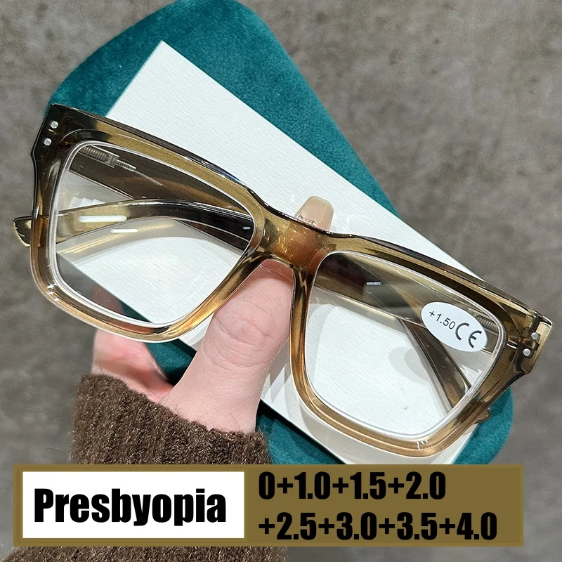 Fashion Large Frame Reading Glasses Vintage Square Anti-Blue Light Plus Diopter Glasses Men Women Trendy Far Sight Eyewear
Fashion Large Frame Reading Glasses Vintage Square Anti-Blue Light Plus Diopter Glasses Men Women Trendy Far Sight Eyewear