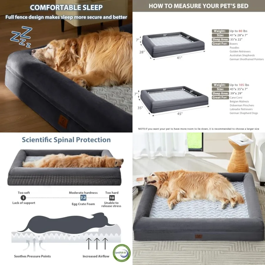 XL Extra Large Dog Bed, Washable Dog Couch with Removable Waterproof Cover, Orthopedic Large Pet Sofa Bed with Bolster Sides fo
XL Extra Large Dog Bed, Washable Dog Couch with Removable Waterproof Cover, Orthopedic Large Pet Sofa Bed with Bolster Sides fo