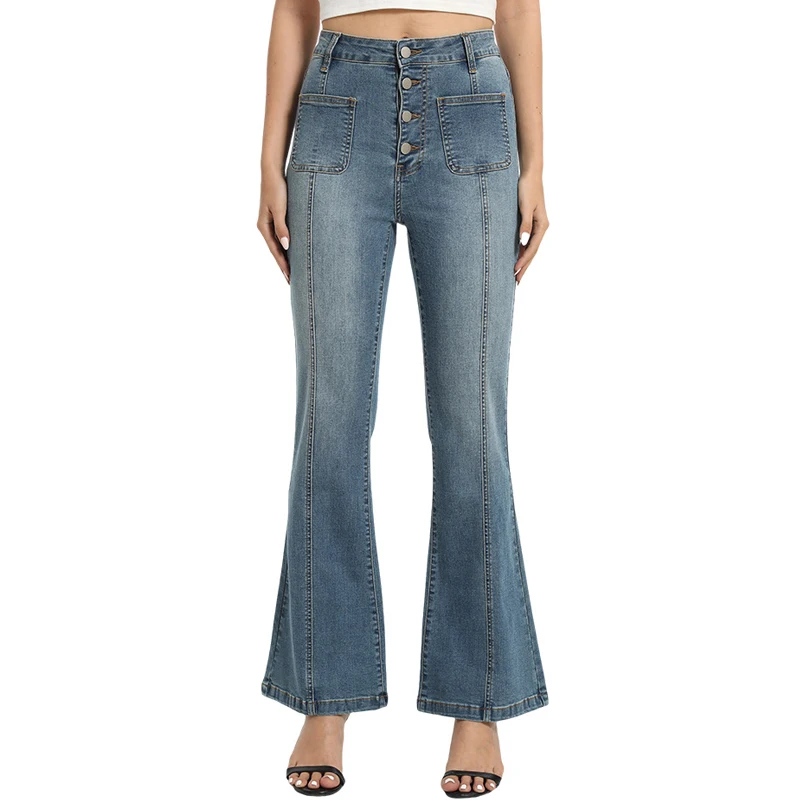 Flared Jeans Women Boot Cut Pants Luxury Design High Waist Stretch Denim Trousers Single Breasted Tights Bell Bottom Stylish
Flared Jeans Women Boot Cut Pants Luxury Design High Waist Stretch Denim Trousers Single Breasted Tights Bell Bottom Stylish