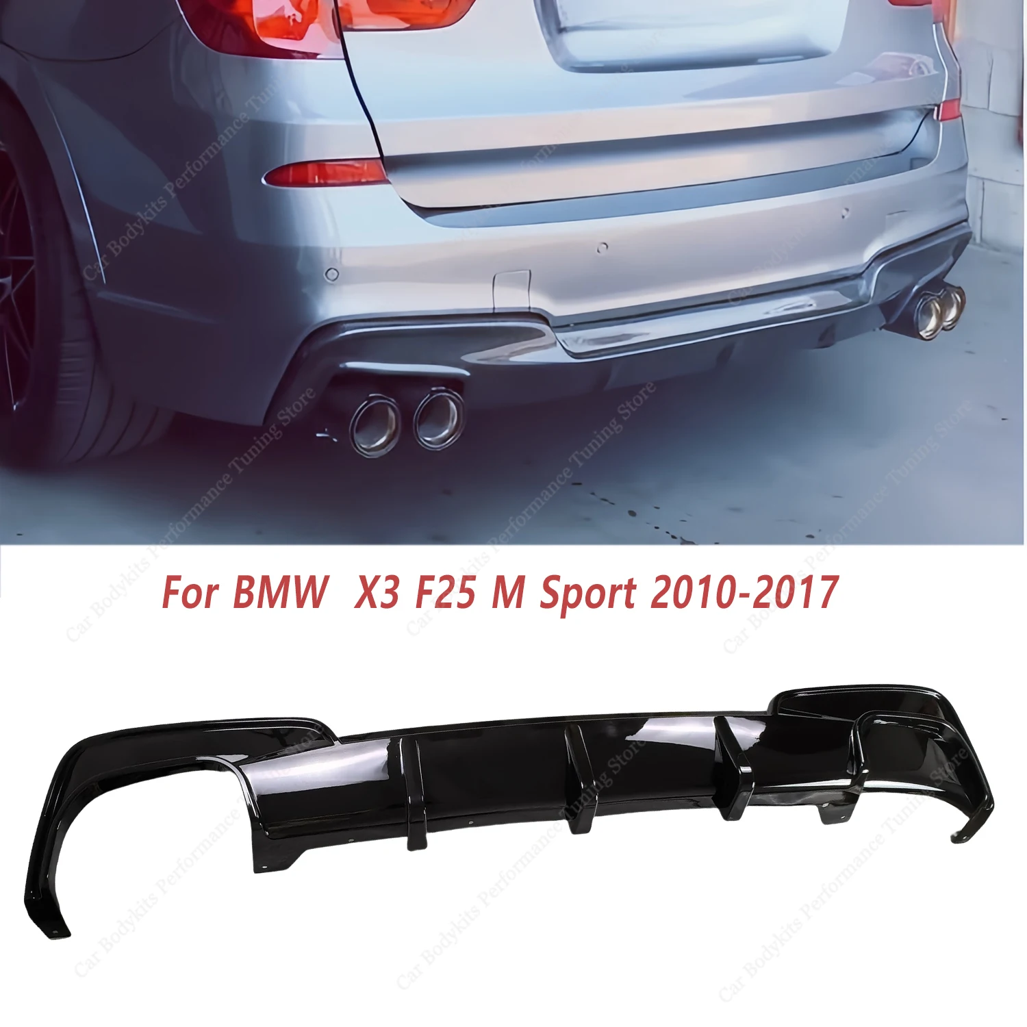 Gloss Black MP ABS Rear Diffuser for Bmw X3 F25 M Sport 2010-2017 Rear Bumper Lip Splitter Exterior Replacement Bodykits Tuning
Gloss Black MP ABS Rear Diffuser for Bmw X3 F25 M Sport 2010-2017 Rear Bumper Lip Splitter Exterior Replacement Bodykits Tuning