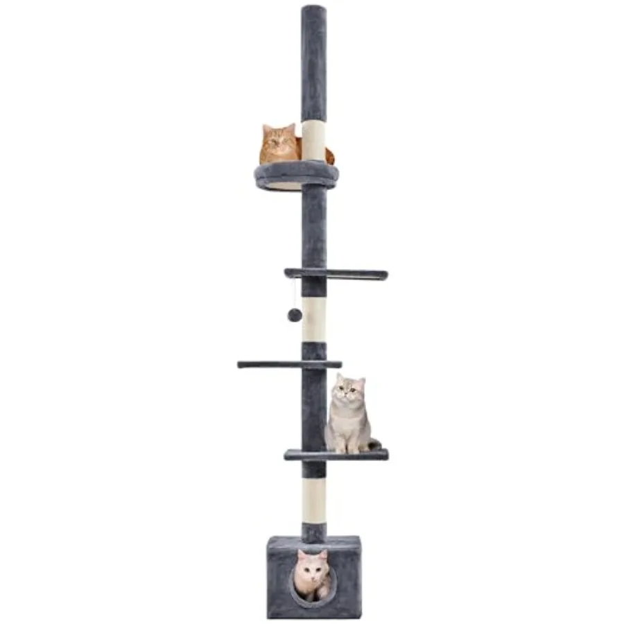 Cat Tree Floor to Ceiling for Large Cats 89-104.5in Height Adjustable Tall Climbing Tower with Scratching Posts Condo and Perch
Cat Tree Floor to Ceiling for Large Cats 89-104.5in Height Adjustable Tall Climbing Tower with Scratching Posts Condo and Perch
