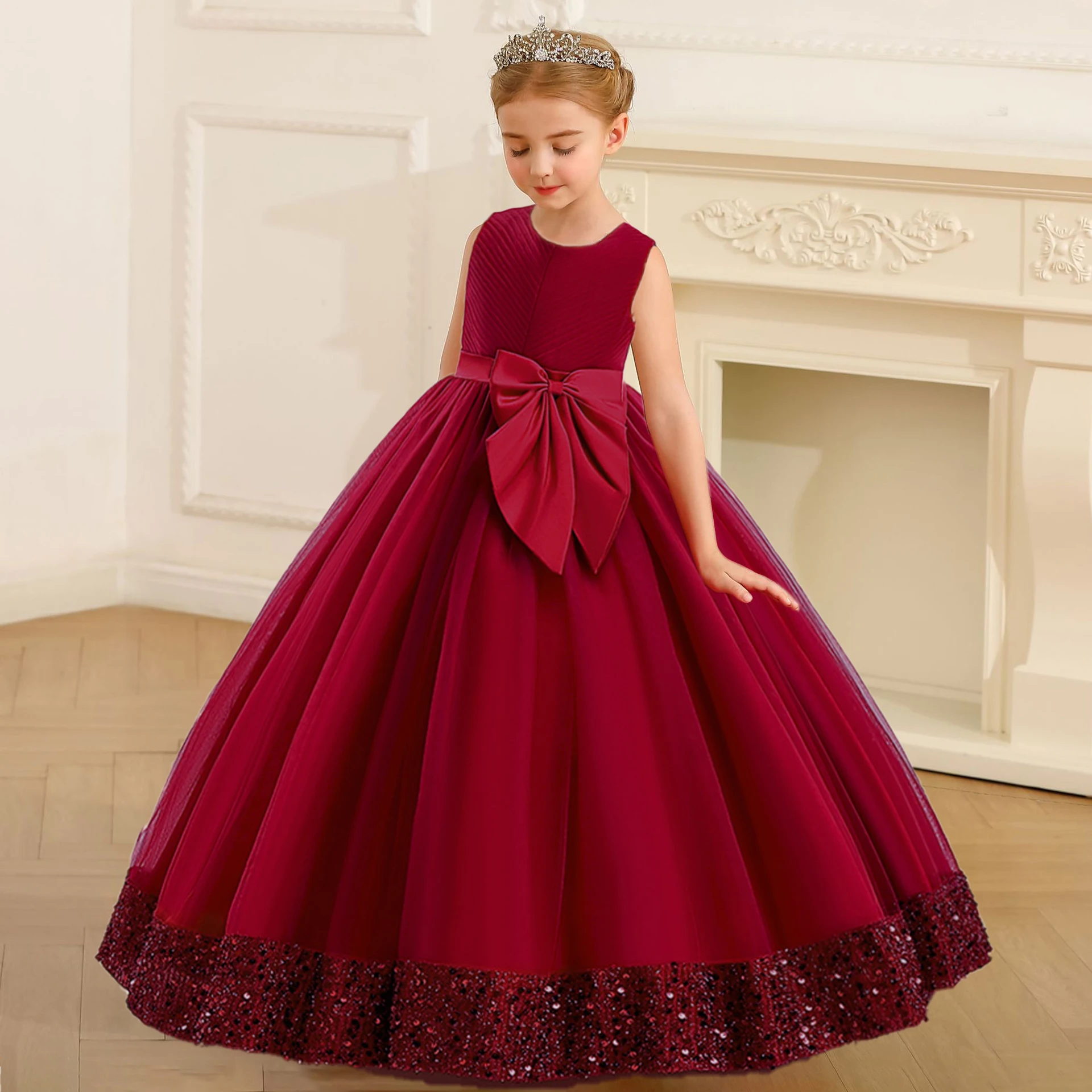 Tulle Bridesmaid Girl Princess Dress Elegant Bow Baptism Wedding Birthday Party Dresses for Girl Birthday Evening Customized
Tulle Bridesmaid Girl Princess Dress Elegant Bow Baptism Wedding Birthday Party Dresses for Girl Birthday Evening Customized