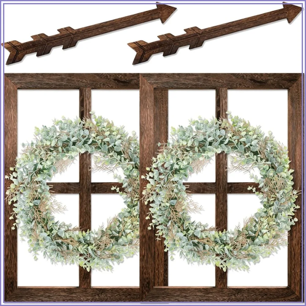 Rustic Wood Window Frame Wall Decor with Wreath & Arrows | Farmhouse Faux Window Panes, Green Hanging Wreaths, Arrows for Living Room Bedroom Entryway Gallery Wall
Rustic Wood Window Frame Wall Decor with Wreath & Arrows | Farmhouse Faux Window Panes, Green Hanging Wreaths, Arrows for Living Room Bedroom Entryway Gallery Wall