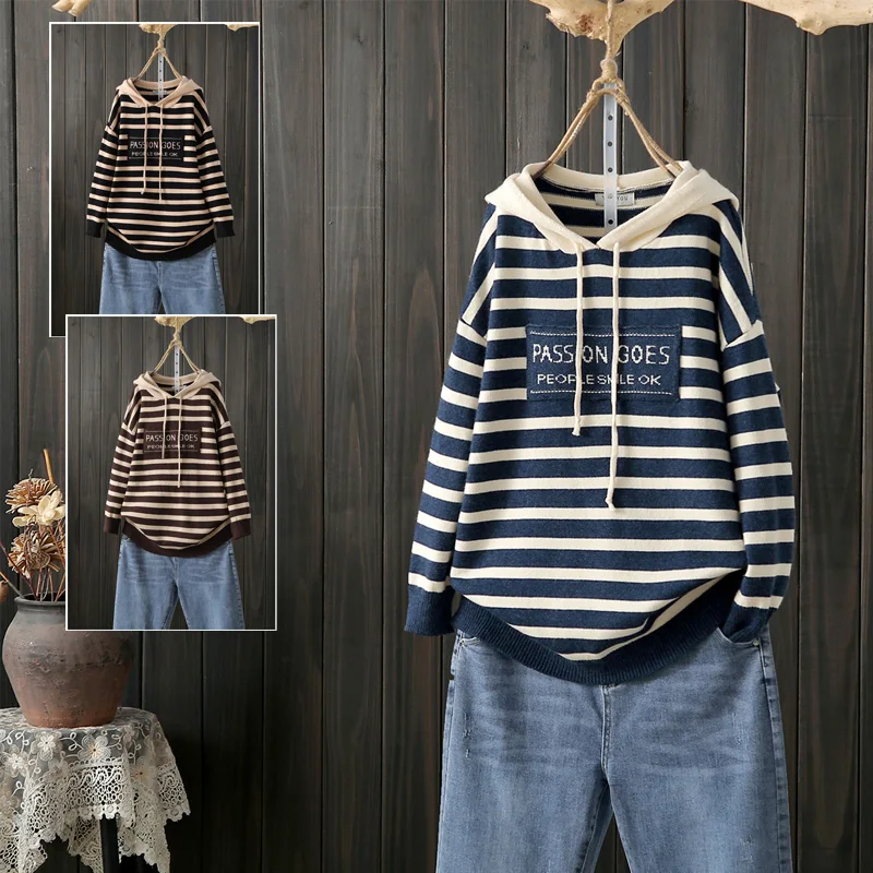 Autumn Winter plus Size Knitted Sweater Color Block Hoodie Women's Outerwear Striped Sweater Trendy Casual Cotton Blend
Autumn Winter plus Size Knitted Sweater Color Block Hoodie Women's Outerwear Striped Sweater Trendy Casual Cotton Blend