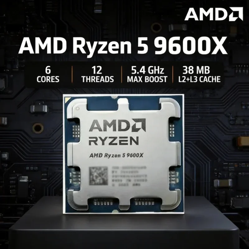 AMD Ryzen 5 9600X 6 Core 12 Thread Up To 54GHz AM5 Socket 65W TDP 4nm Process 32MB Cache No Cooler Gaming CPU Desktop Processor
AMD Ryzen 5 9600X 6 Core 12 Thread Up To 54GHz AM5 Socket 65W TDP 4nm Process 32MB Cache No Cooler Gaming CPU Desktop Processor