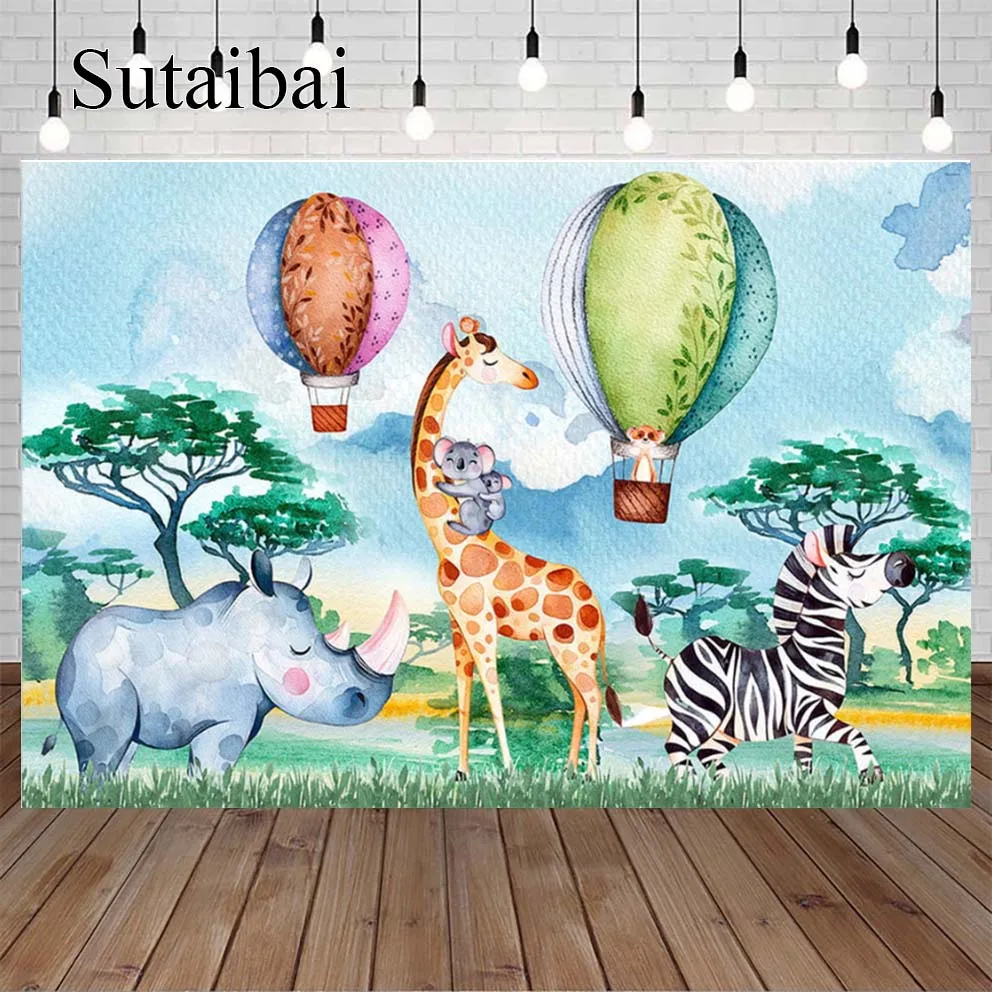 African Animals Birthday Background Hot Air Balloon Forest Safari Party Baby Portrait Customized Photography Backdrop
African Animals Birthday Background Hot Air Balloon Forest Safari Party Baby Portrait Customized Photography Backdrop