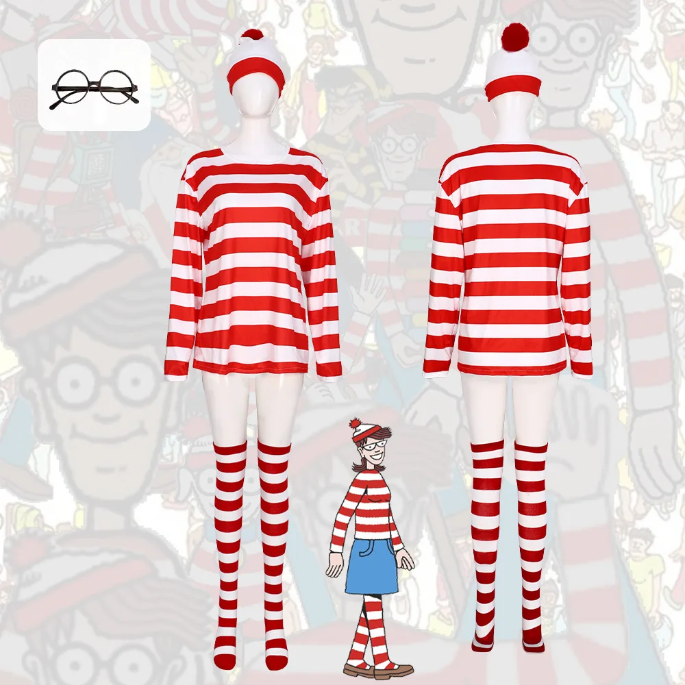 Wheres Waldo Striped Shirt Youth Kids Boys Wally Costume Shirt Glasses and Socks Hat Unisex Adults Halloween Cosplay Costume
Wheres Waldo Striped Shirt Youth Kids Boys Wally Costume Shirt Glasses and Socks Hat Unisex Adults Halloween Cosplay Costume