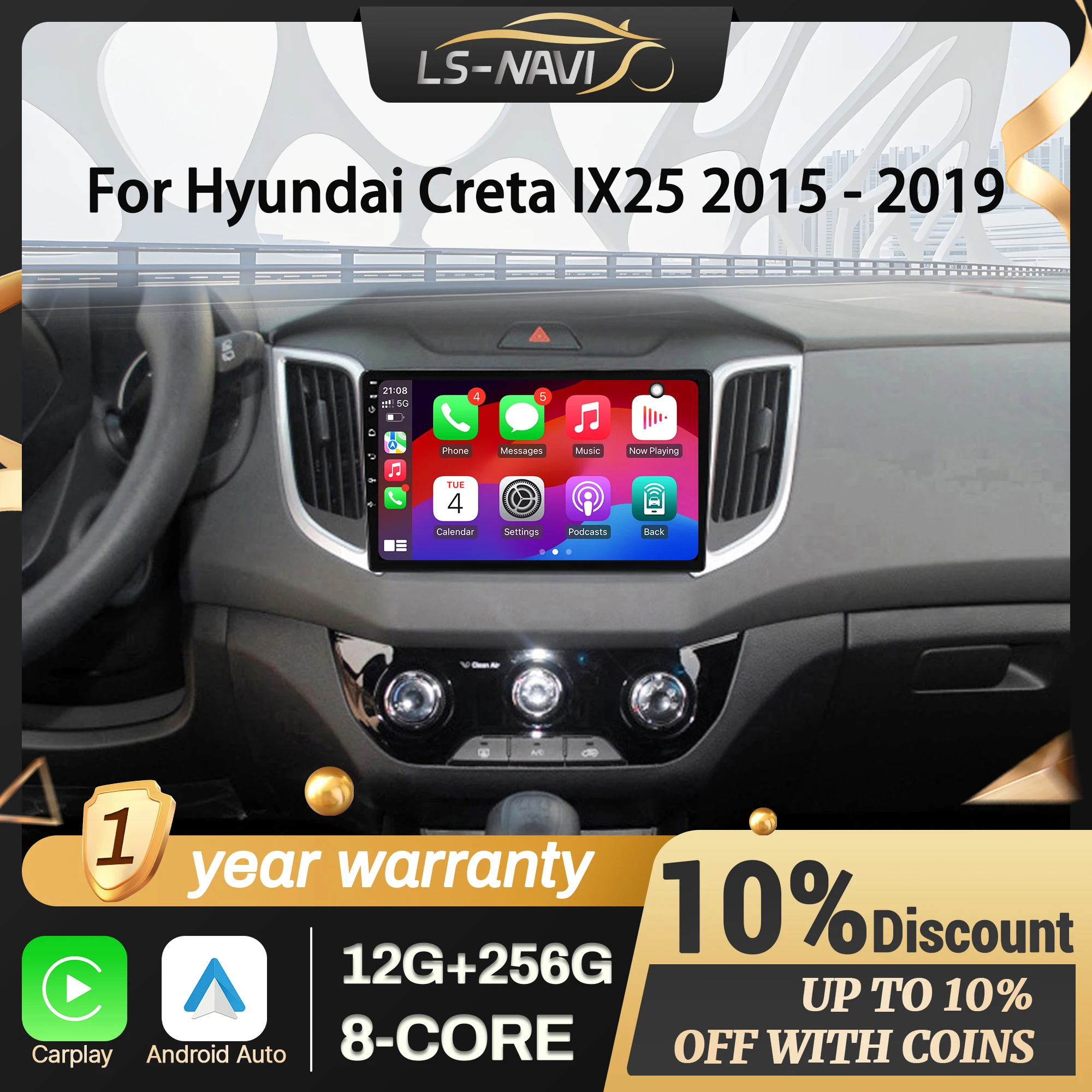 Для Hyundai Creta IX25 2015-2019 беспроводной мультимедийный автомобильный радиоприемник CarPlay Android 14, навигация с сенсорным экраном, стерео
Для Hyundai Creta IX25 2015-2019 беспроводной мультимедийный автомобильный радиоприемник CarPlay Android 14, навигация с сенсорным экраном, стерео