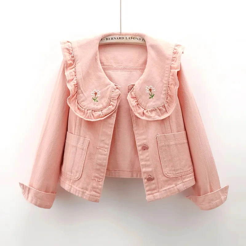 Spring Autumn New Pink Embroidery Doll Collar Cowboy Outwear for Women Loose Fashion Single-breasted Denim Jacket Female Clothes
Spring Autumn New Pink Embroidery Doll Collar Cowboy Outwear for Women Loose Fashion Single-breasted Denim Jacket Female Clothes