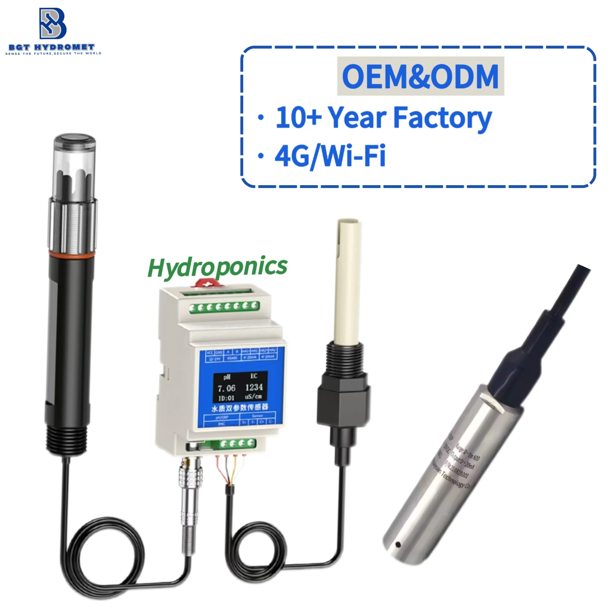 High Precision Remote Hydroponic Agriculture Monitoring System 4G WiFi Wireless pH EC Sensor and Water Level Measurement Kit
High Precision Remote Hydroponic Agriculture Monitoring System 4G WiFi Wireless pH EC Sensor and Water Level Measurement Kit