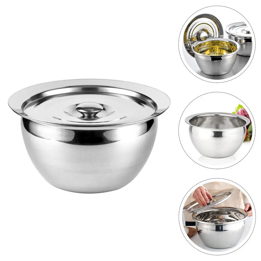 1Set Heavy Duty Stainless Steel Basin Salad Mixing Bowl Kitchen Condiment Container Multi Use Metal Oil Basin with Lid Storage
1Set Heavy Duty Stainless Steel Basin Salad Mixing Bowl Kitchen Condiment Container Multi Use Metal Oil Basin with Lid Storage