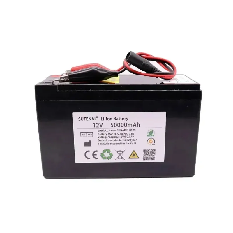New 12V 50000mah 3s7p 18650 lithium battery with 50ah current BMS suitable for standard 12V voltage equipment +12v3a charger
New 12V 50000mah 3s7p 18650 lithium battery with 50ah current BMS suitable for standard 12V voltage equipment +12v3a charger