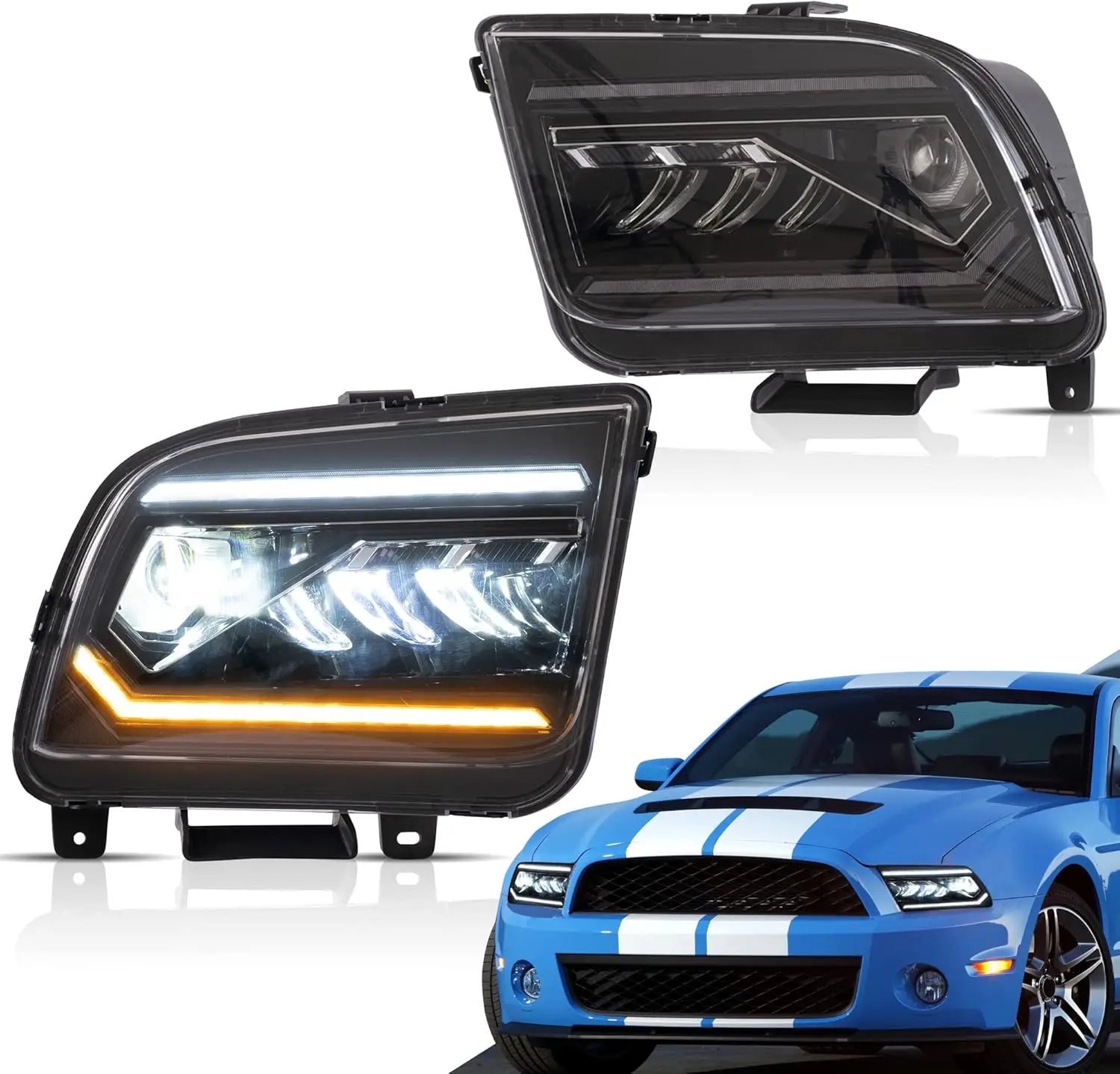 Sulinso LED Headlights Compatible For Ford Mustang 2005-2009(Not For 2007 GT500) with Dynamic Animation w/Sequential Turn Signal
Sulinso LED Headlights Compatible For Ford Mustang 2005-2009(Not For 2007 GT500) with Dynamic Animation w/Sequential Turn Signal
