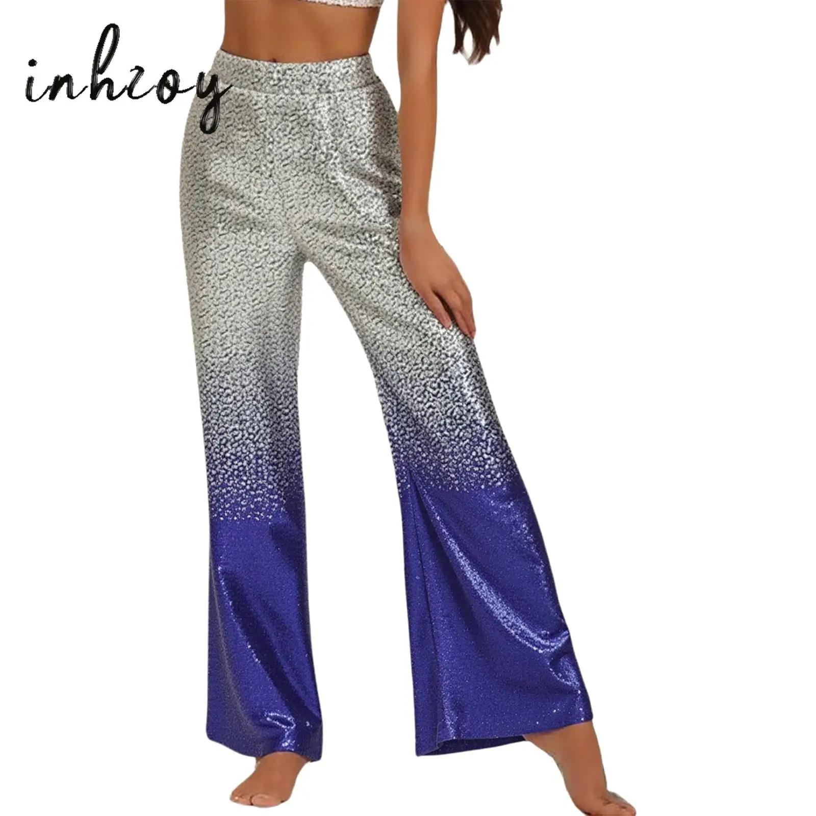 Womens Jazz Dance Flared Pants Gradient Sequins Elastic Waist Wide Leg Pants for Latin Tango Ballroom Dancewear Fashion Clubwear
Womens Jazz Dance Flared Pants Gradient Sequins Elastic Waist Wide Leg Pants for Latin Tango Ballroom Dancewear Fashion Clubwear