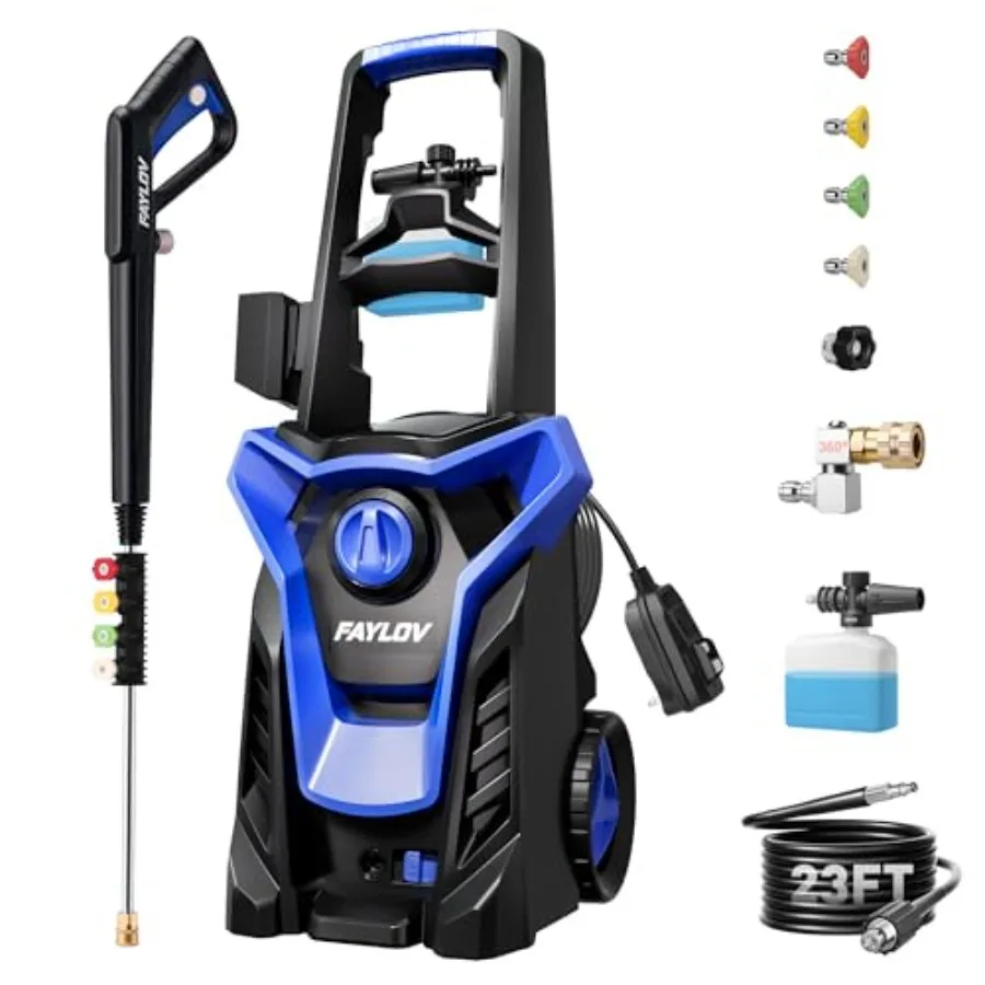 Pressure Washer True High Power Washer with GFCI Safety Plug No-Bend 360 Nozzle Complete with Foam Cannon 4 Nozzles for Car Dri
Pressure Washer True High Power Washer with GFCI Safety Plug No-Bend 360 Nozzle Complete with Foam Cannon 4 Nozzles for Car Dri