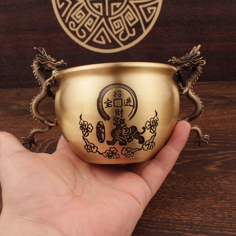 Brass Ornament Double Dragon Vase Treasure Bowl Rice Attracting Brass Incense Burner Offering Treasure Bowl Ornament Brass Treas
Brass Ornament Double Dragon Vase Treasure Bowl Rice Attracting Brass Incense Burner Offering Treasure Bowl Ornament Brass Treas