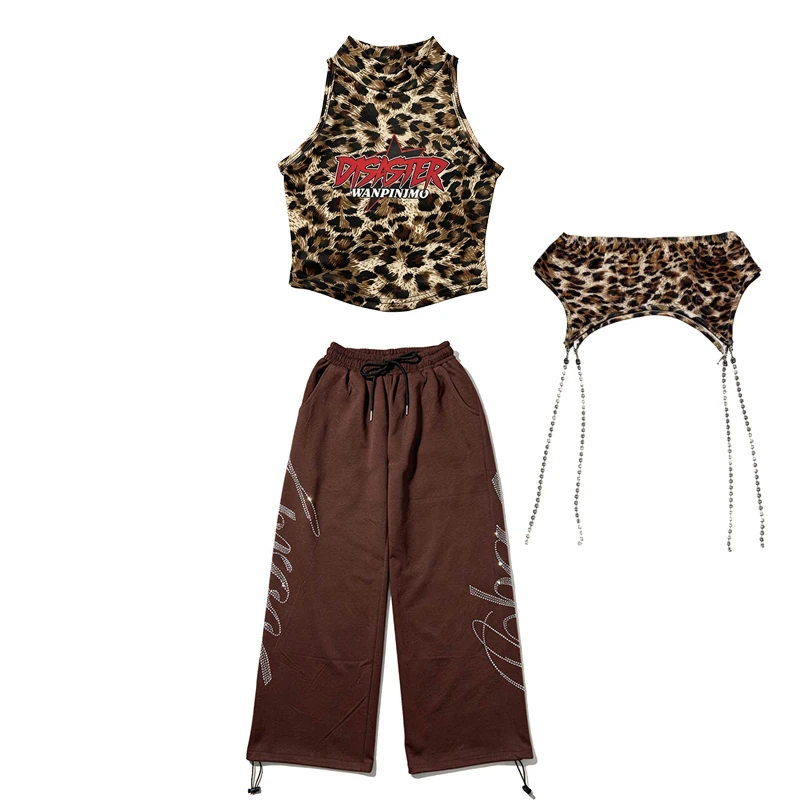 2026 Ballroom Hip Hop Dance Performance Costumes For Girls Leopard Vest Loose Pants Streetwear Kids Jazz Dance Clothes XH4813
2026 Ballroom Hip Hop Dance Performance Costumes For Girls Leopard Vest Loose Pants Streetwear Kids Jazz Dance Clothes XH4813