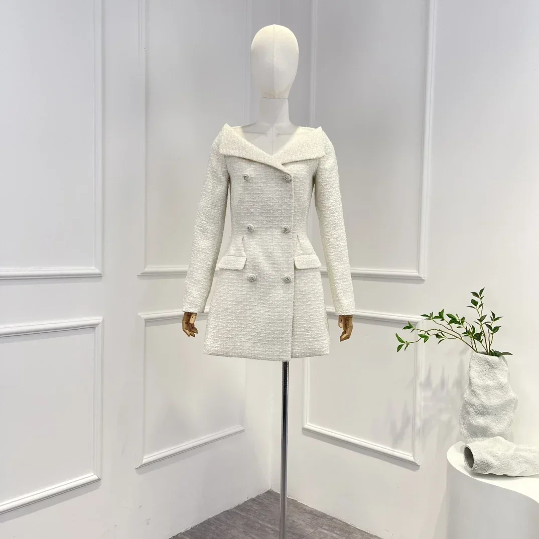 2023 New Top Quality Beige Long Sleeve High Waist Double Breasted Tweed Elegant Women Mini Dress
2023 New Top Quality Beige Long Sleeve High Waist Double Breasted Tweed Elegant Women Mini Dress