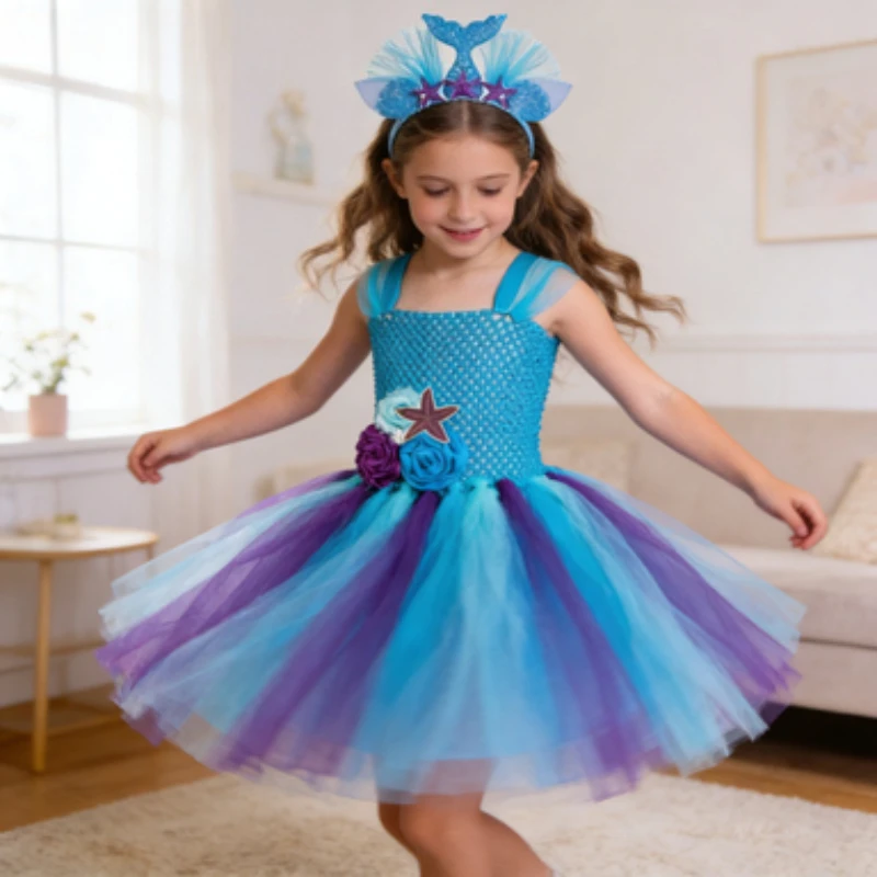 Girls Starfish Tulle Tutu Dress, Ocean Theme Shell Mesh Skirt with Headband, Costume for Halloween, Carnival and Holiday Parties
Girls Starfish Tulle Tutu Dress, Ocean Theme Shell Mesh Skirt with Headband, Costume for Halloween, Carnival and Holiday Parties