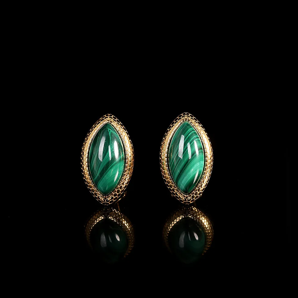 Uglyless Stunning Horse Eye Malachite Studs Earrings for Women Gold Plated 925 Silver Ear Buckle Natural Asymmetric Patterns
Uglyless Stunning Horse Eye Malachite Studs Earrings for Women Gold Plated 925 Silver Ear Buckle Natural Asymmetric Patterns