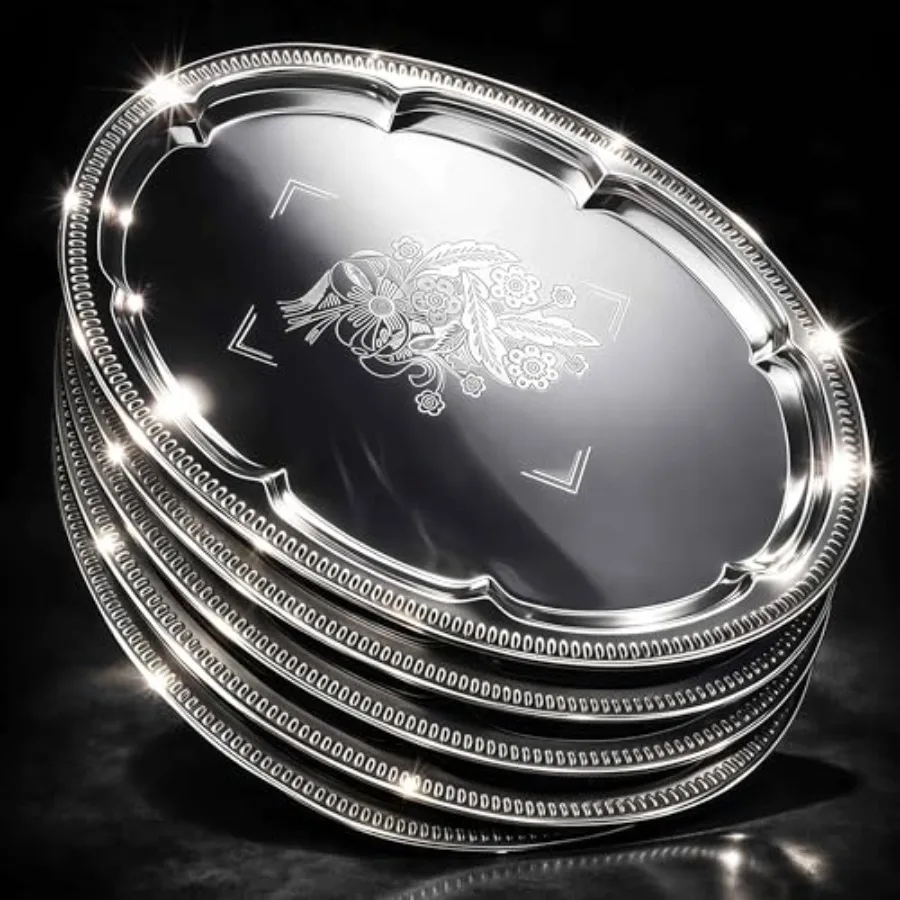 6-Pack Large Silver Serving Trays 16" x 12" Oval Floral Engraved Serving Platters for Parties Weddings Birthdays Festive Occasi
6-Pack Large Silver Serving Trays 16" x 12" Oval Floral Engraved Serving Platters for Parties Weddings Birthdays Festive Occasi
