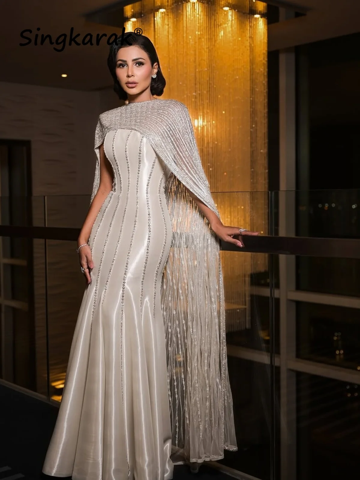 Cream White Mermaid Overskirt luxurious women's Evening Dresses 2025 Women Dubai Beaded Stain Party Long Gown Customized
Cream White Mermaid Overskirt luxurious women's Evening Dresses 2025 Women Dubai Beaded Stain Party Long Gown Customized