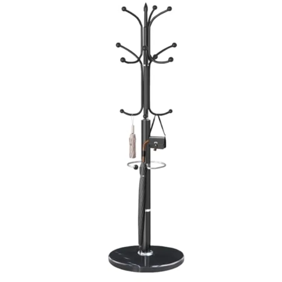 Metal Coat Rack with Natural Marble Base Coat Rack Stand with 12 Hooks and Umbrella Holder Black Modern Freestanging Coat Racks
Metal Coat Rack with Natural Marble Base Coat Rack Stand with 12 Hooks and Umbrella Holder Black Modern Freestanging Coat Racks